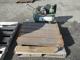 CAMPBELL HAUSFELD AIR COMPRESSOR *NON-RUNNING, & (5) 4.5'' X 4.5'' X 3' STEEL BALLASTS