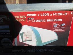 2023 GOLDEN MOUNT 20' X 30' X 12' FABRIC STORAGE BUILDING (UNUSED)