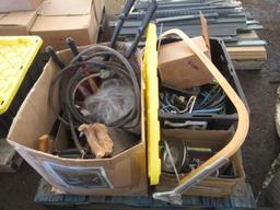 GARDEN HOSE, (2) BOLT CUTTERS, (3) HAND SAWS, & ASSORTED AIR TOOLS, HAND TOOLS, AIR HOSES, & CLAMPS