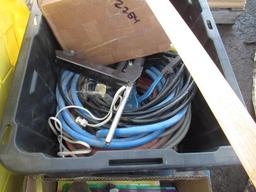 GARDEN HOSE, (2) BOLT CUTTERS, (3) HAND SAWS, & ASSORTED AIR TOOLS, HAND TOOLS, AIR HOSES, & CLAMPS
