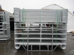 2024 GALVANIZED CORRAL PANELS - (56) 10' X 5' PANELS & CONNECTORS (UNUSED)