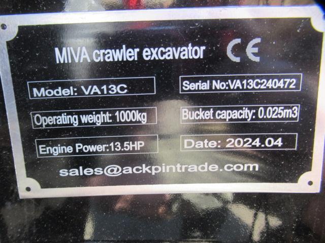 2024 MIVA VA13C MINI EXCAVATOR (UNUSED)