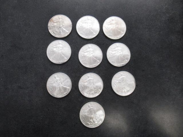 (10) 2010 1OZ SILVER DOLLARS