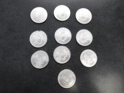 (10) 2010 1OZ SILVER DOLLARS