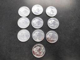 (10) LIBERTY 1 TROY OZ SILVER COINS