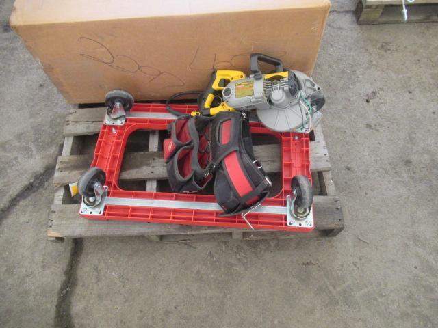 33'' DUAL WELL FARMHOUSE SINK (UNUSED), ULINE DOLLY, MILWAUKEE TOOLBELT, & DEWALT CIRCULAR SAW