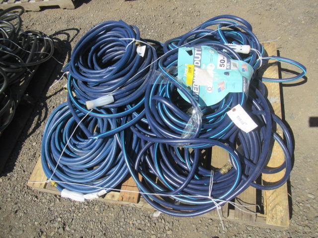 (7) ASSORTED SIZE FLEXON 5/8" MEDIUM DUTY GARDEN HOSES (BLUE)