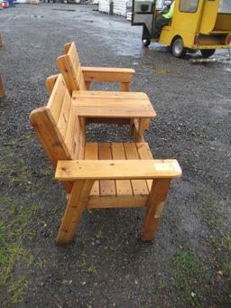 65'' WIDE CEDAR BENCH W/ CENTER TABLE (UNUSED)