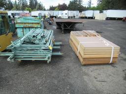 ASSORTED WOOD SHELVING BOARDS, & PALLET RACKING - APPROX (12) 10' X 4' UPRIGHTS, (20) 8' CROSS ARMS,