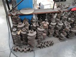 CRANKSHAFT RACK W/ ASSORTED CRANKSHAFT CORES