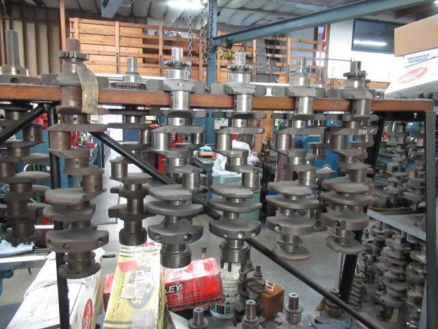 CRANKSHAFT RACK W/ ASSORTED CRANKSHAFT CORES