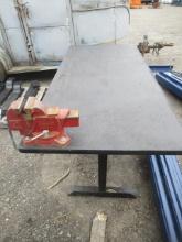 6' X 33'' STEEL WORK TABLE W/ 4'' SEARS SWIVEL BASE VISE