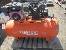 FREEPORT GAS AIR COMPRESSOR, 6.5HP GAS ENGINE, 200L CAPACITY