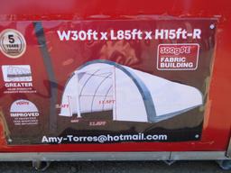 2025 30' X 85' X 15' 300G PE FABRIC BUILDING (UNUSED)