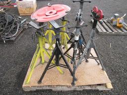 ROLLER STAND & (9) SUMNER PIPE STANDS W/ V HEADS & ROLLER HEADS