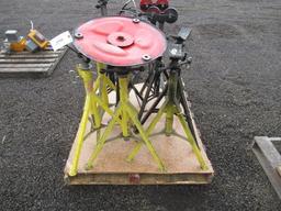 ROLLER STAND & (9) SUMNER PIPE STANDS W/ V HEADS & ROLLER HEADS