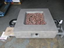 GRAND PATIO OUTDOOR PROPANE FIRE PIT (UNUSED), 35'' X 35'' X 10'' IGNITER, LAVA ROCK, PROPANE TANK