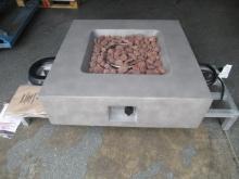 GRAND PATIO OUTDOOR PROPANE FIRE PIT (UNUSED), 35'' X 35'' X 10'' IGNITER, LAVA ROCK, PROPANE TANK