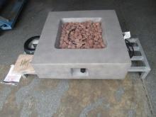 GRAND PATIO OUTDOOR PROPANE FIRE PIT (UNUSED), 35'' X 35'' X 10'' IGNITER, LAVA ROCK, PROPANE TANK