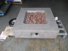 GRAND PATIO OUTDOOR PROPANE FIRE PIT (UNUSED), 35'' X 35'' X 10'' IGNITER, LAVA ROCK, PROPANE TANK