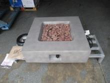 GRAND PATIO OUTDOOR PROPANE FIRE PIT (UNUSED), 35'' X 35'' X 10'' IGNITER, LAVA ROCK, PROPANE TANK