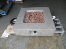 GRAND PATIO OUTDOOR PROPANE FIRE PIT (UNUSED), 35'' X 35'' X 10'' IGNITER, LAVA ROCK, PROPANE TANK