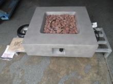 GRAND PATIO OUTDOOR PROPANE FIRE PIT (UNUSED), 35'' X 35'' X 10'' IGNITER, LAVA ROCK, PROPANE TANK