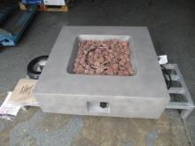 GRAND PATIO OUTDOOR PROPANE FIRE PIT (UNUSED), 35'' X 35'' X 10'' IGNITER, LAVA ROCK, PROPANE TANK