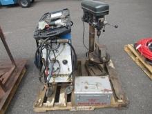 MILLERMATIC 35 WELDER, CHICAGO 1/2'' DRILL PRESS & VISE, ROUTER PLANER KIT, & PORTER CABLE FINISH