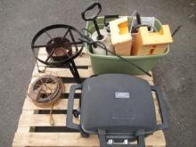NEXGRILL TABLETOP PROPANE BBQ, PROPANE BRINKMAN CRAB COOKER, ELECTRICAL CORD ON REEL, SET OF CAR