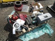 CHICAGO BATTERY TESTER, SPACE HEATER, & ASSORTED PARKER FIELD REPAIR DIES, HAND TOOLS, PIPE PATCH