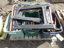 ASSORTED AIR HOSES, SAWHORSES, & POWER & HAND TOOLS
