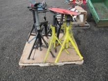 ROLLER STAND & (9) SUMNER PIPE STANDS W/ V-HEADS & ROLLER HEADS