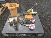 ENERPAC PH65 HYDRAULIC PUMP W/ 12 TON & 20 TON JACKS, DAYTON 12 TON BOTTLE JACK, (4) UNUSED WATTS