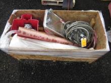 49'' X 24'' X 22'' WOOD CRATE W/ BINKS HIGH PRESSURE PAINT POT, DROPS, & ASSORTED PAINTING SUPPLIES