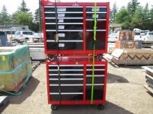 (2) CRAFTSMAN 10-DRAWER ROLLING TOOL CHESTS (1) W/ CHAIN VISE