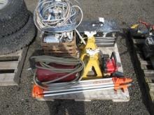 MAGNUM DX AIRLESS PAINT SPRAYER, AIR WORKS PORTABLE AIR TANK, SURVEY TRISTAND, & HOMELITE GAS MOT...