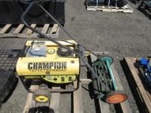 CHAMPION 6.5HP 35000W PEAK/3000W RUNNING GAS GENERATOR, & SCOTTS 18'' LAWN MOWER