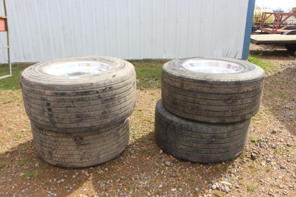 (2) 455/55R22.5 & (2) 445/50R22.5 Tires w/ Rims