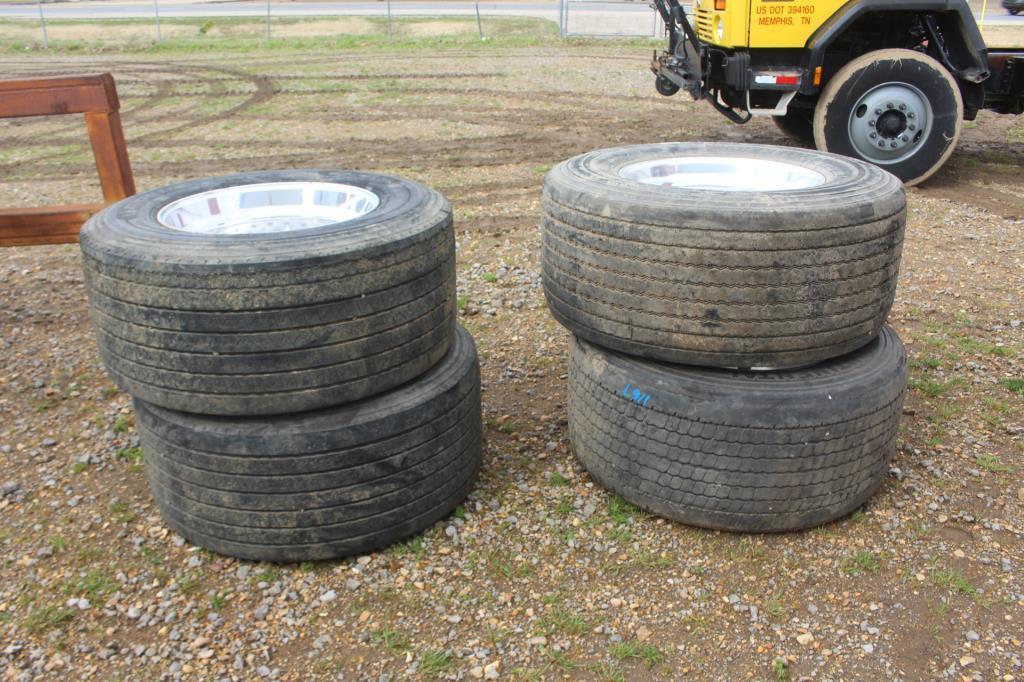(2) 455/55R22.5 & (2) 445/50R22.5 Tires w/ Rims
