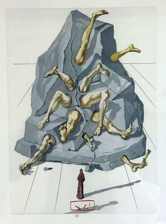 Salvador Dali, 1963 Divine Comedy Inferno “The Simoniac” Wood Block Print