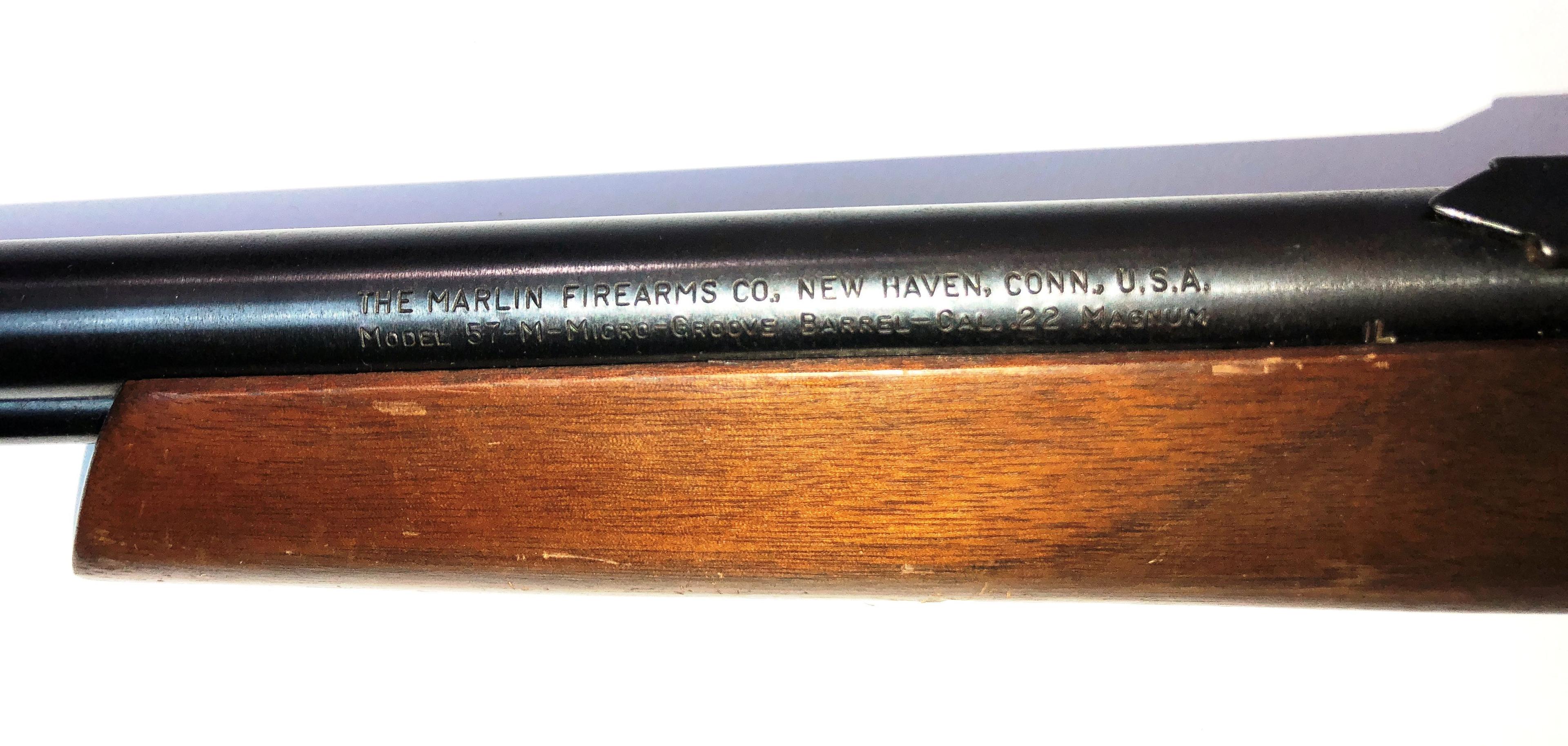 Vintage Marlin Gun Model 57M Micro Groove Lever Action Rifle in .22 Mag Caliber