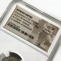 NGC Graded Ancient Coin, Roman Empire, Constantius II, AD 337-361, Graded Ch VF