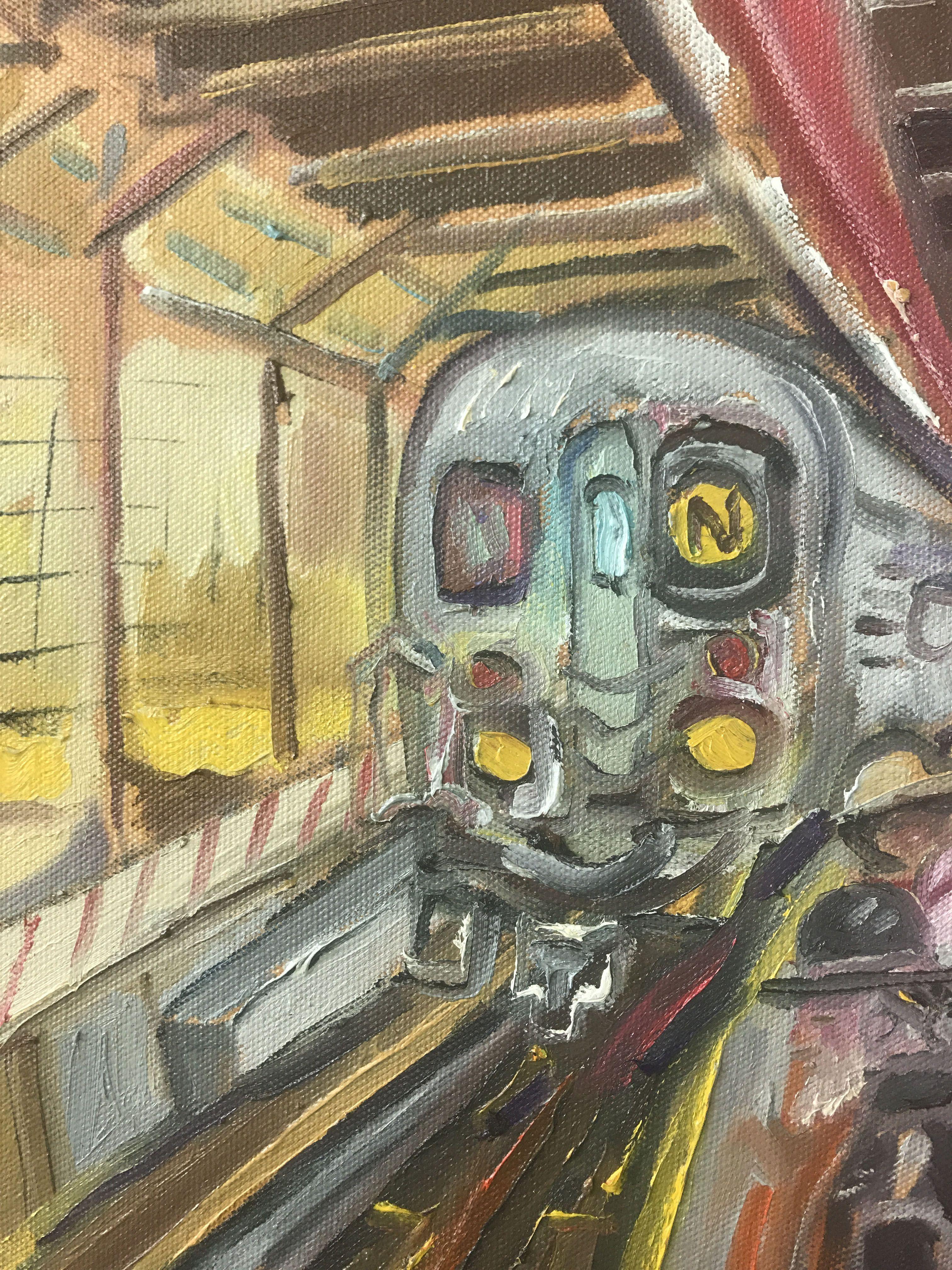 Listed Artist Stephen STOLLER 34th ST Subway and Madison Square Gardens Abstract Oil on Canvas