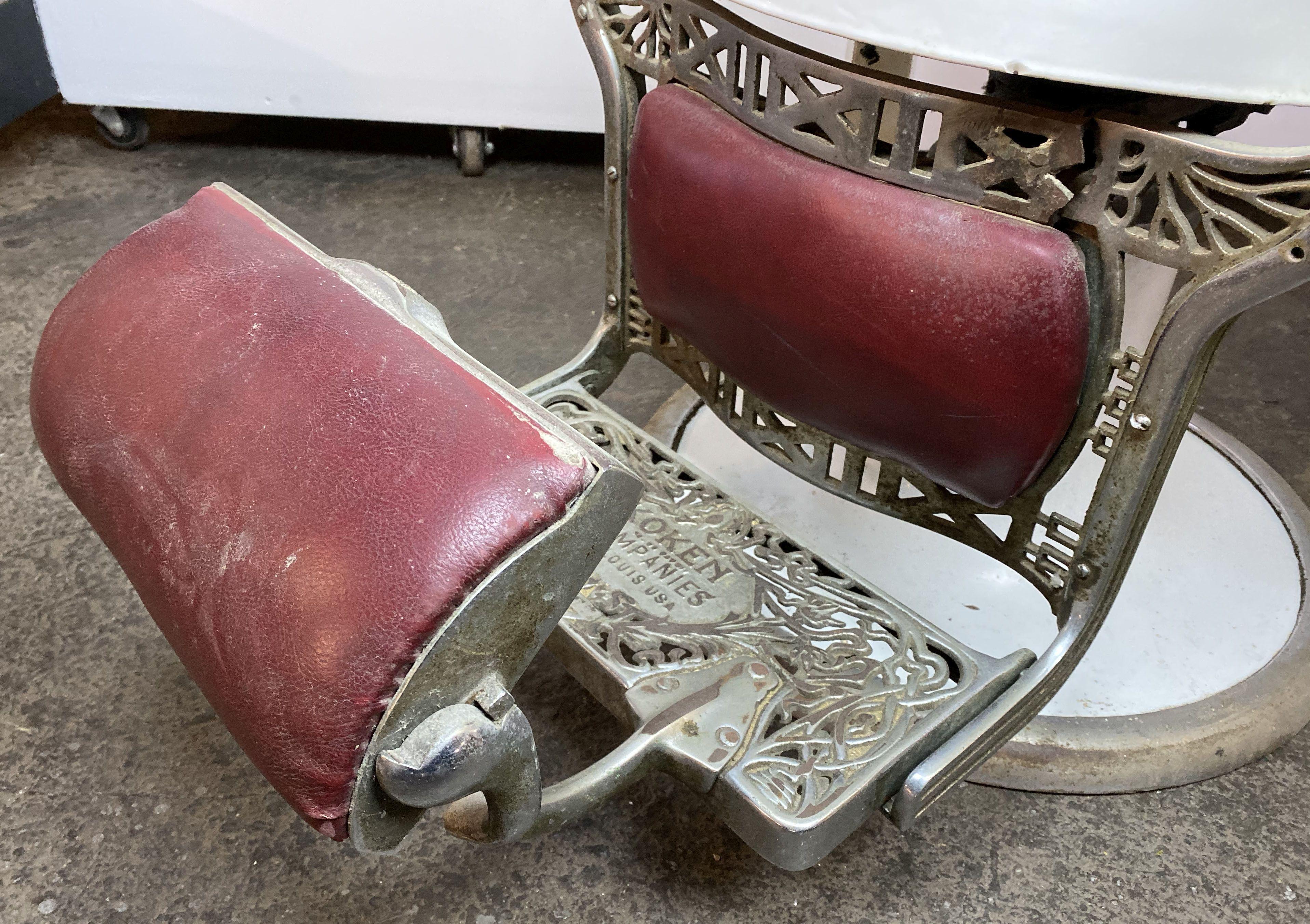 Vintage Koken Companies St. Louis USA Barber Chair