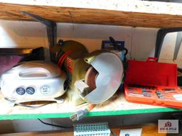 ratchet set, black and decker 5" bench grinder, little giant water wizard and small air compressor