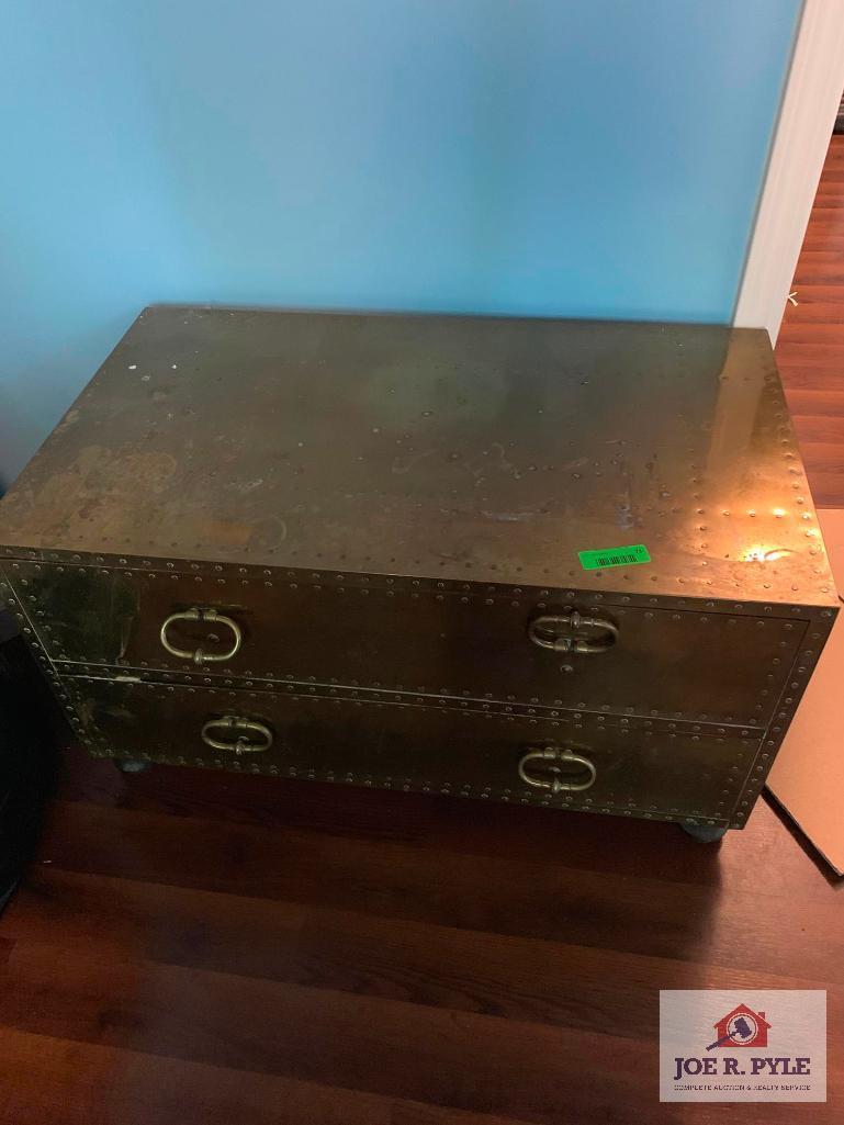 Handcrafted Brass 2 Drawer Cabinet