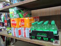 7 12 packs of pop, bottles of sprite