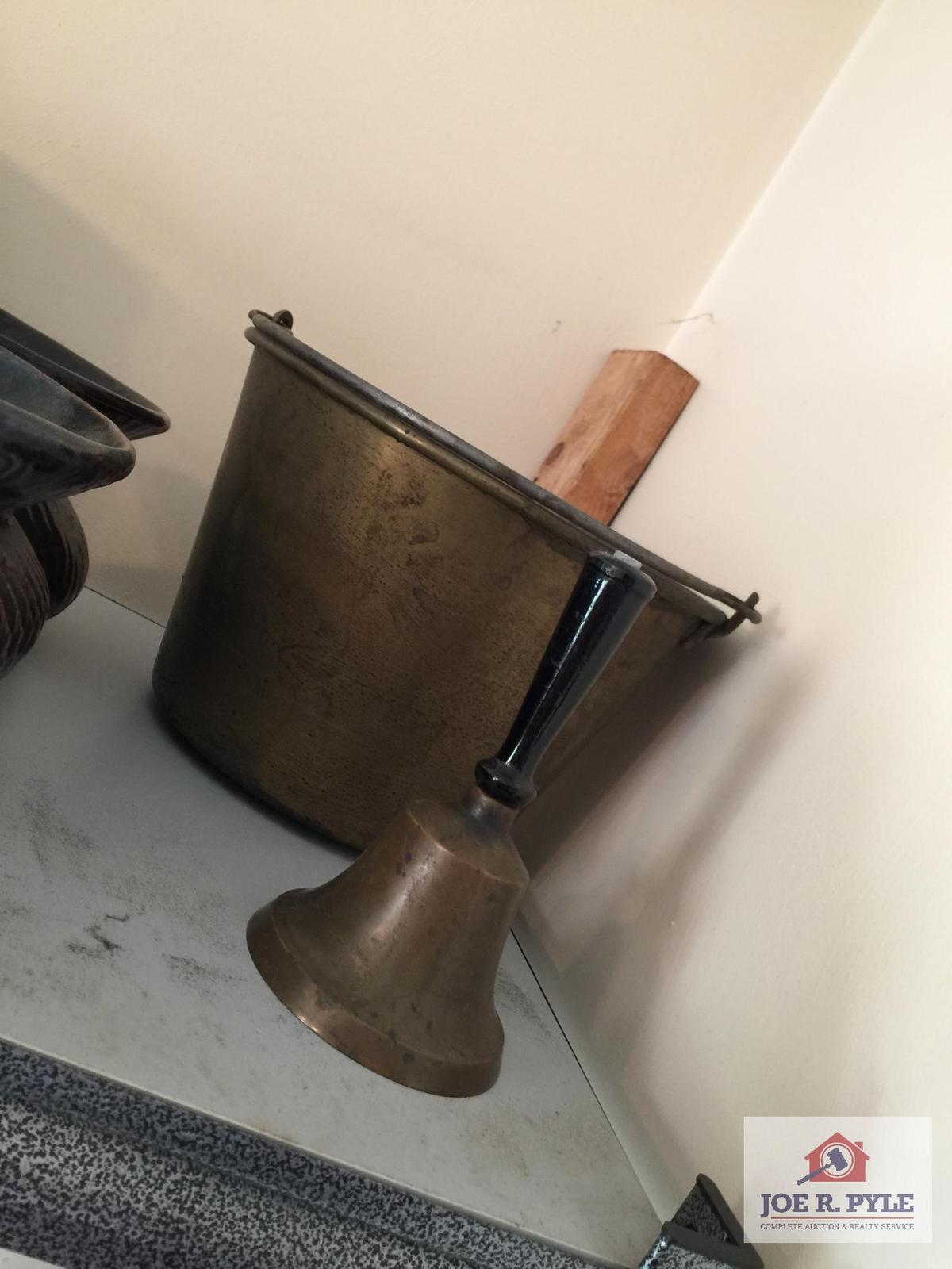 Brass bucket and school bell