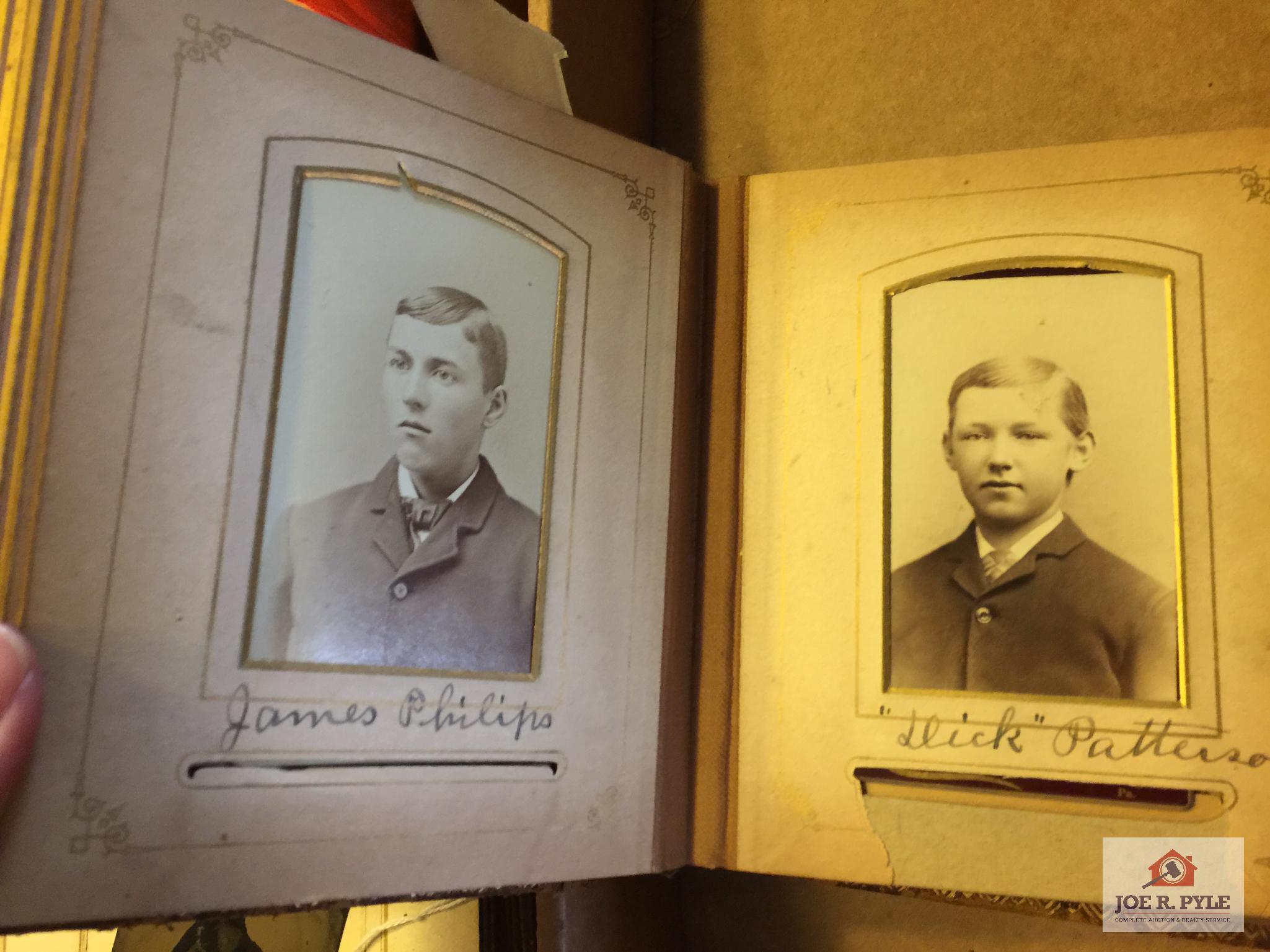 Two early cabinet card photo albums some with family names